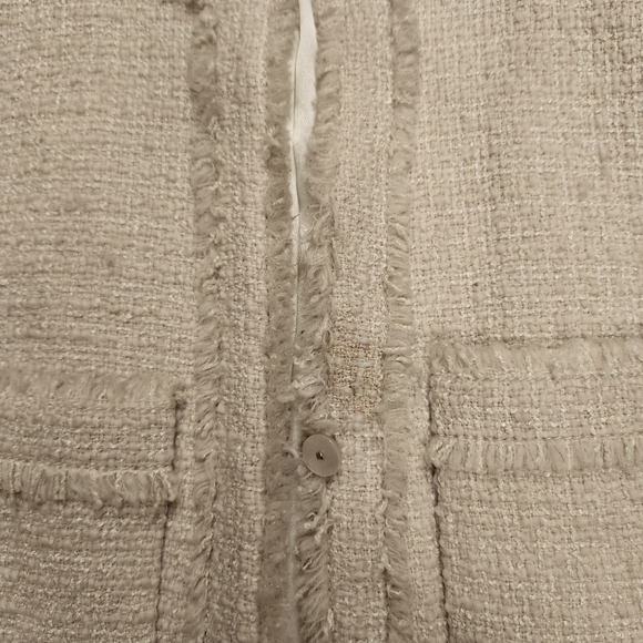 J Crew Ladt Tweed Jacket Cream Size 0 - Picture 4 of 5